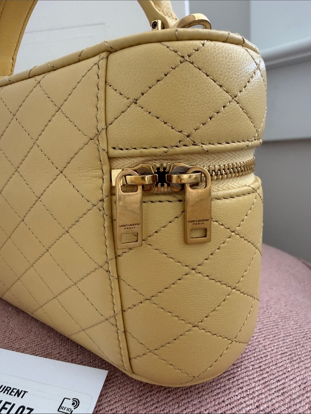 Saint Laurent Lemon Quilted Leather Mini Vanity Bag - Picture 3 of 6